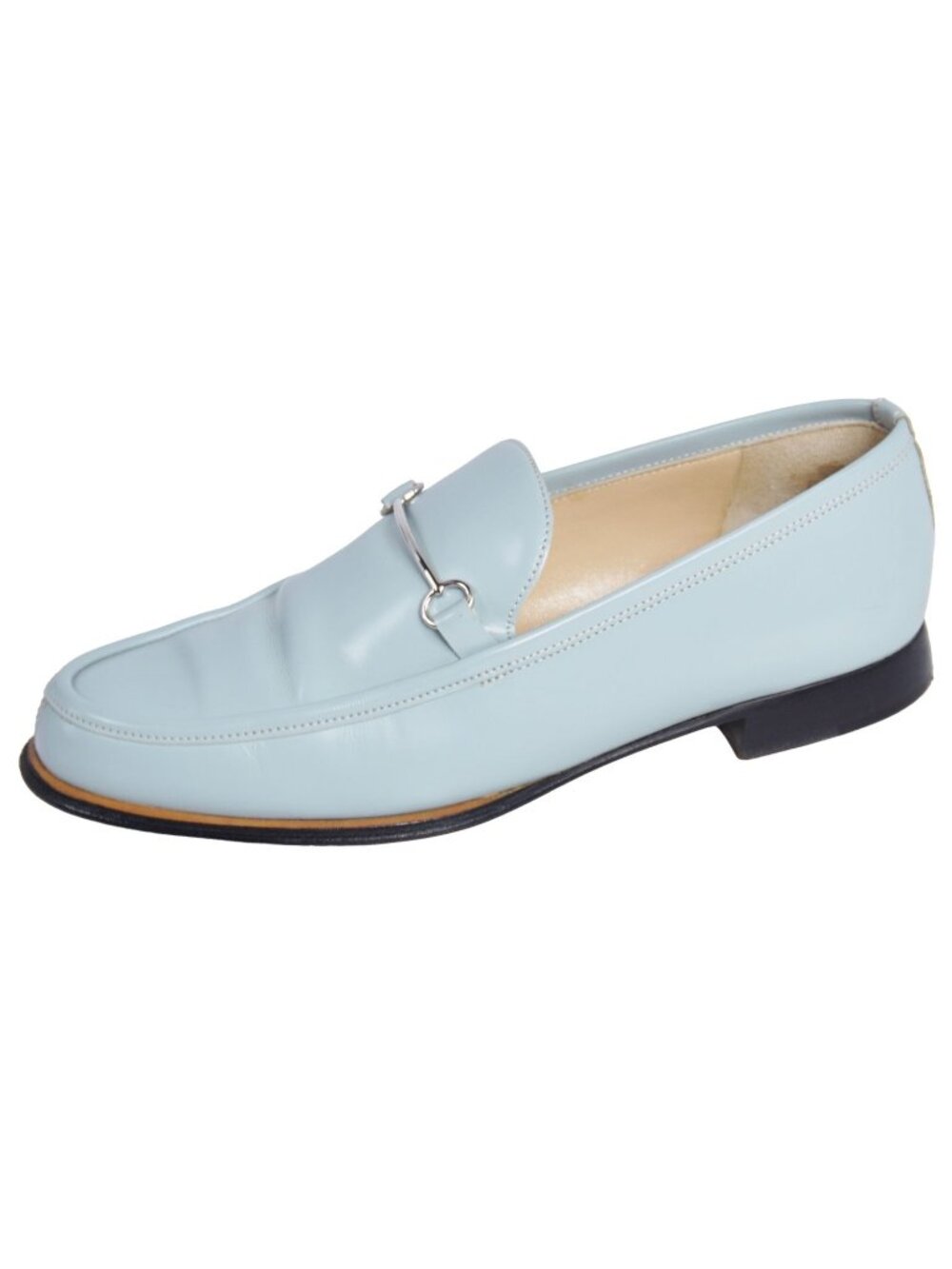 Gucci Vintage Loafers Moccasins Horsebit Shoes Leather Blue